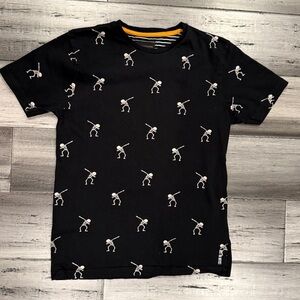 Denim & Flower Black and White Halloween Skeleton dabbing